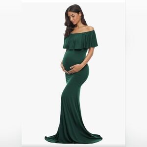 Elegant Green Maternity Dress Long Tall Medium